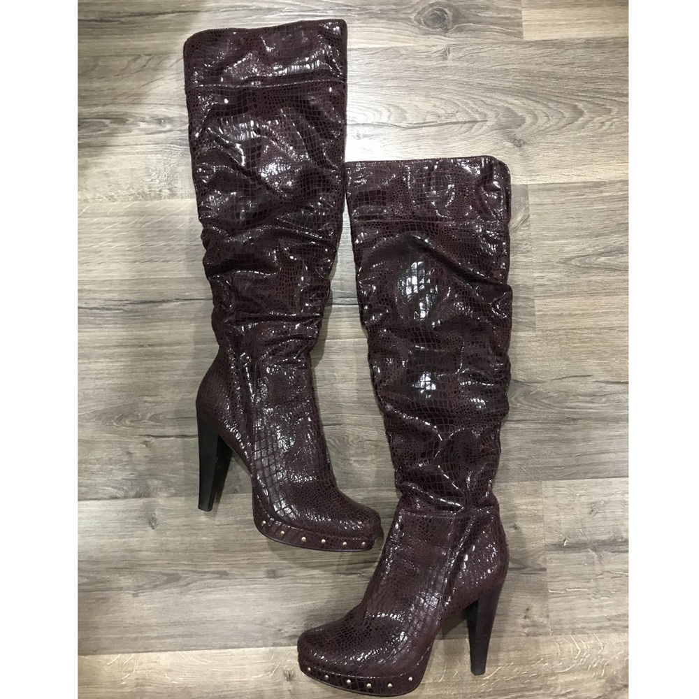 Faux Snakeskin High Heel Boots